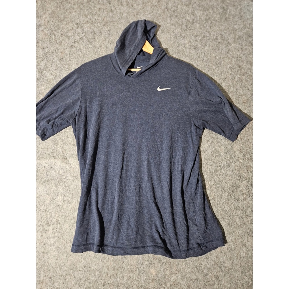 Nike Dri-FIT Short Sleeve Hoodie Nike Blue Large Mens Heathered